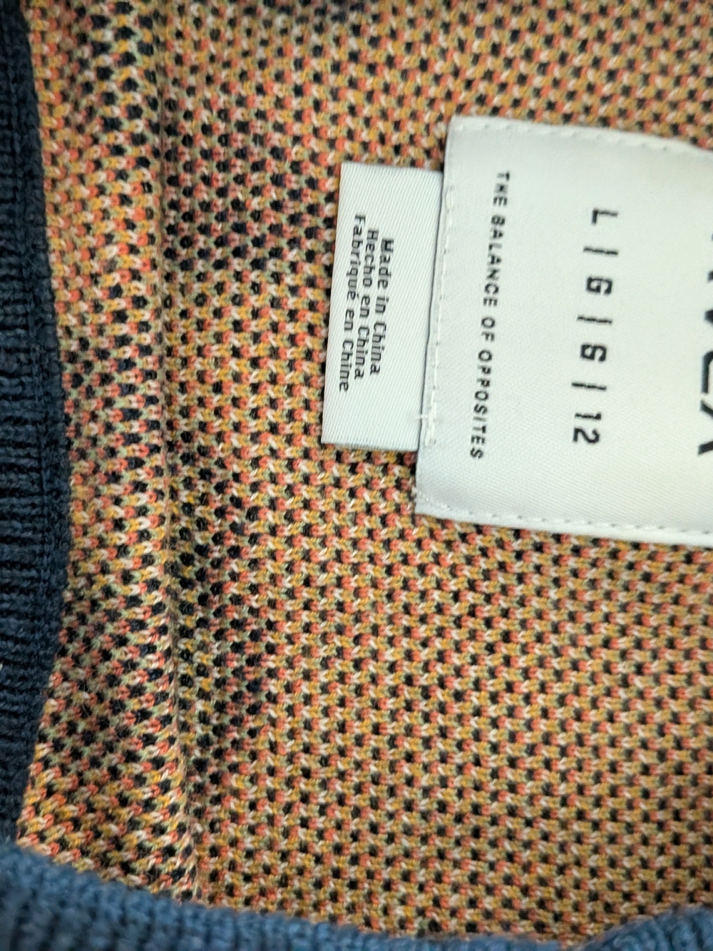 RVCA Navy Crewneck Sweater with Yellow & Coral Graphic Motifs - Picture 3 of 3